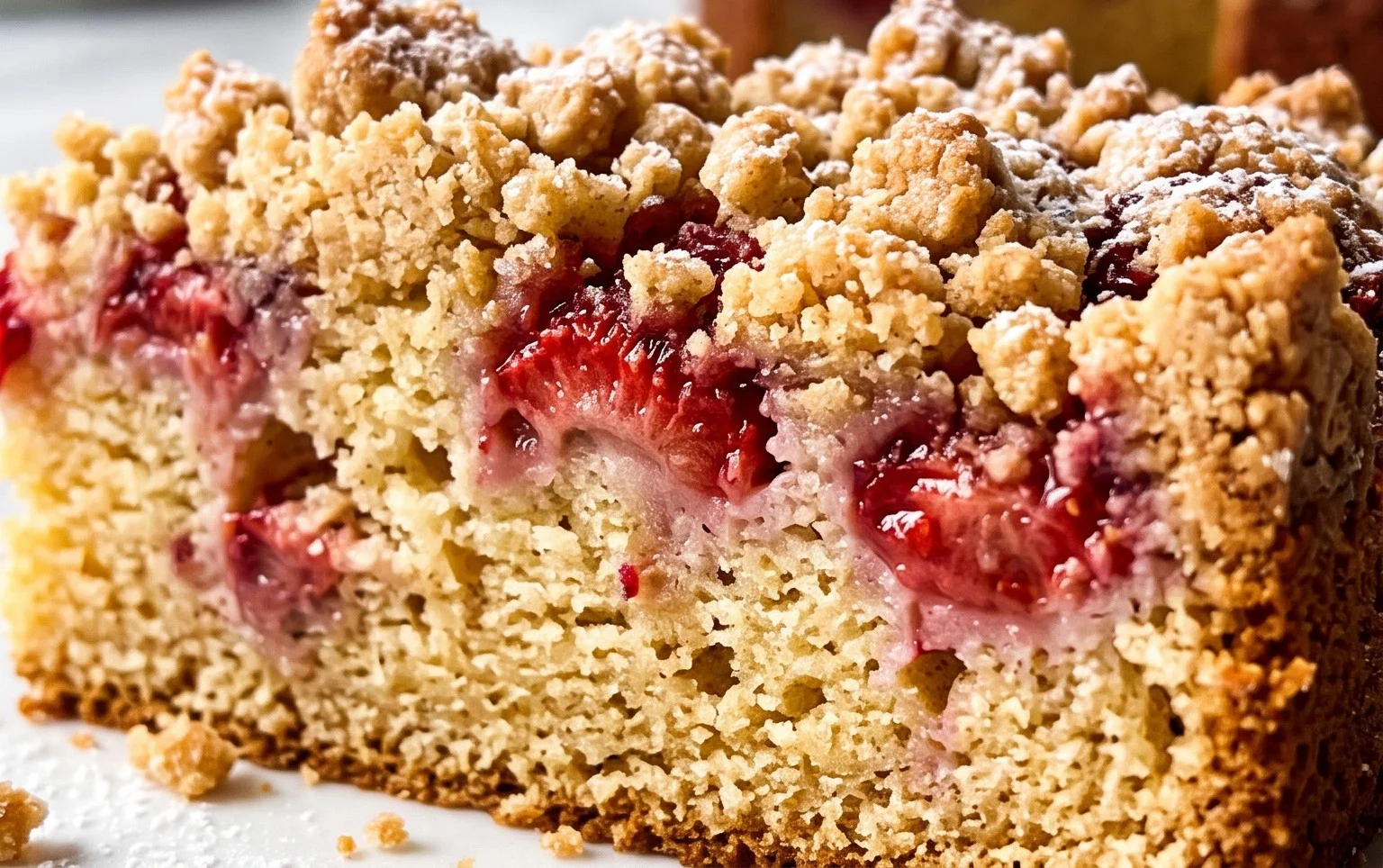 Joghurtkuchen mit Erdbeeren und Streusel